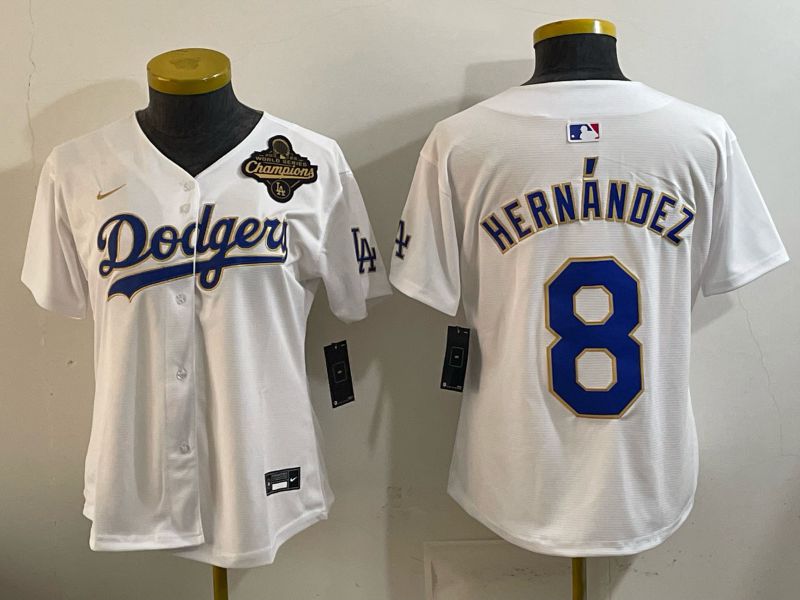 Youth 2026 Los Angeles Dodgers #8 Hernandez White Gold Game Nike MLB Jersey style 09->customized nhl jersey->Custom Jersey
